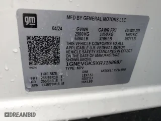 2024 Chevrolet Traverse AWD LT with VIN 1GNEVGKSXRJ158987, listed as a Copart auction lot 47636005 with 14,011 mi miles and Clean Title. Bid and sale history available at carsss.com. Image 13.