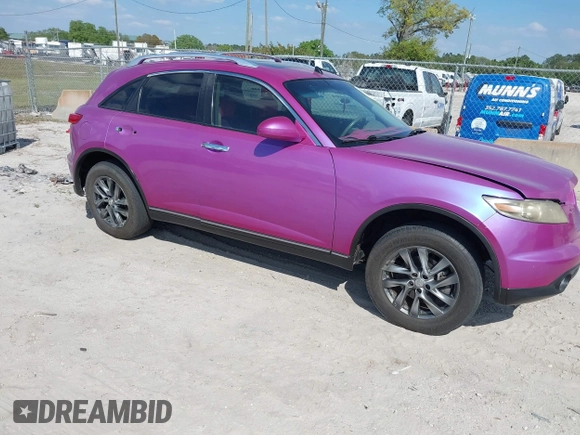 2005 Infiniti FX35 with VIN JNRAS08U25X102260, listed as a IAAI auction lot 41796202 with 189,866 mi miles. Bid and sale history available at carsss.com. Image 1.