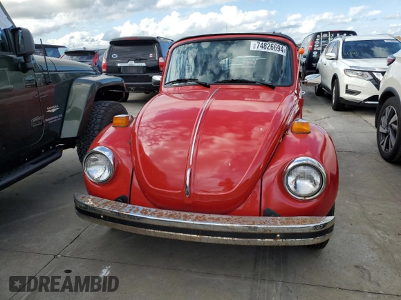 1974 Volkswagen Beetle with VIN 1542376676, listed as a Copart auction lot 74826694 with 7,835 mi miles and Salvage Title. Bid and sale history available at DreamBid. Image 5.