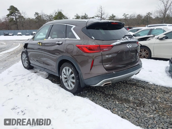 2019 Infiniti QX50 Luxe with VIN 3PCAJ5M30KF129797, listed as a IAAI auction lot 41479436 with 45,902 mi miles and . Bid and sale history available at DreamBid. Image 3.
