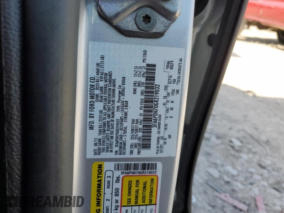 2016 Ford Fusion SE with VIN 3FA6P0H70GR219032, listed as a Copart auction lot 52128615 with 136,220 mi miles and Salvage Title. Bid and sale history available at carsss.com. Image 12.