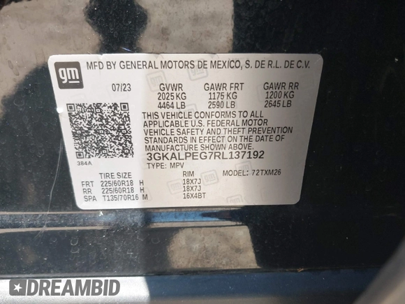 2024 GMC Terrain SLT with VIN 3GKALPEG7RL137192, listed as a IAAI auction lot 42608482 with 40,961 mi miles and . Bid and sale history available at DreamBid. Image 9.