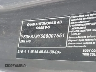 2008 Saab 9-3 z VIN YS3FB79Y586007551, wystawiony jako IAAI lot #41987324 z przebiegiem 193 176 mil mil oraz . Historia ofert i sprzedaży dostępna na DreamBid. Obrazek 9.