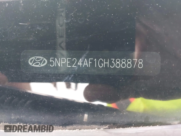 2016 Hyundai Sonata SE with VIN 5NPE24AF1GH388878, listed as a IAAI auction lot 39442510 with 158,111 mi miles and . Bid and sale history available at carsss.com. Image 9.
