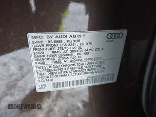 2015 Audi Q7 3.0T S line Prestige with VIN WA1DGAFE1FD017388, listed as a IAAI auction lot 41619900 with 122,420 mi miles. Bid and sale history available at carsss.com. Image 9.
