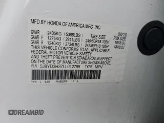 2020 Acura MDX with VIN 5J8YD3H37LL012755, listed as a Copart auction lot 56827235 with 42,162 mi miles and Salvage title. Bid and sale history available at DreamBid. Image 13.