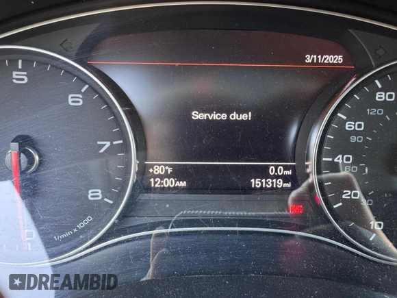 2015 Audi A6 Prestige with VIN WAUHGAFCXFN006001, listed as a Copart auction lot 60937425 with 151,319 mi miles and Clean title. Bid and sale history available at DreamBid. Image 8.