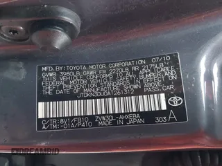 2010 Toyota Prius II with VIN JTDKN3DU0A1261312, listed as a IAAI auction lot 41812223 with 82,144 mi miles. Bid and sale history available at carsss.com. Image 9.