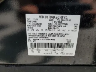 2016 Ford Explorer XLT with VIN 1FM5K7D82GGB69958, listed as a Copart auction lot 52939115 with 97,846 mi miles and Salvage Title. Bid and sale history available at carsss.com. Image 14.