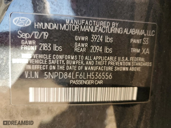 2020 Hyundai Elantra SEL with VIN 5NPD84LF6LH536556, listed as a Copart auction lot 46227935 with 147,768 mi miles and Salvage Title. Bid and sale history available at carsss.com. Image 12.
