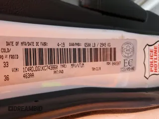 2019 Dodge Durango GT Plus with VIN 1C4RDJDG1KC743860, listed as a Copart auction lot 60695895 with 91,262 mi miles and Salvage title. Bid and sale history available at DreamBid. Image 13.