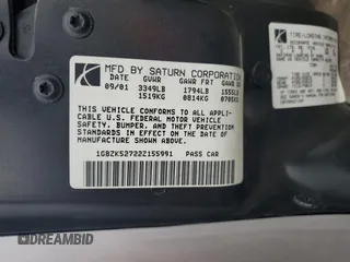 2002 Saturn SL with VIN 1G8ZK52722Z155991, listed as a Copart auction lot 62569355 with 60,672 mi miles and Clean title. Bid and sale history available at DreamBid. Image 12.