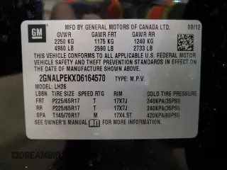 2013 Chevrolet Equinox LT with VIN 2GNALPEKXD6164570, listed as a Copart auction lot 50304415 with 254,882 mi miles and Salvage Title. Bid and sale history available at DreamBid. Image 13.
