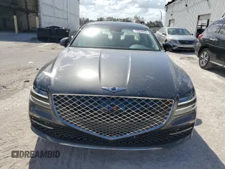 2023 Genesis G80 2.5T with VIN KMTGB4SC4PU152729, listed as a Copart auction lot 77028424 with 7,558 mi miles and Salvage Title. Bid and sale history available at carsss.com. Image 5.