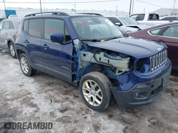 2017 Jeep Renegade Latitude with VIN ZACCJBBB4HPG10655, listed as a IAAI auction lot 41660630 with 118,072 mi miles. Bid and sale history available at carsss.com. Image 1.