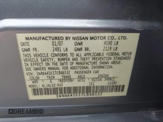 2007 Nissan Maxima 3.5 SE with VIN 1N4BA41E17C846532, listed as a IAAI auction lot 41851423 with 110,238 mi miles. Bid and sale history available at carsss.com. Image 9.