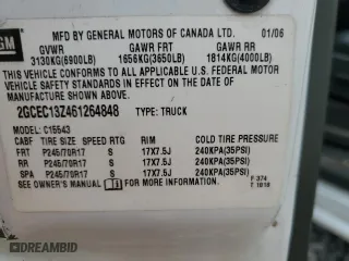 2006 Chevrolet Silverado 1500 LT2 with VIN 2GCEC13Z461264848, listed as a Copart auction lot 49963555 with 211,222 mi miles and Non Repairable. Bid and sale history available at carsss.com. Image 12.