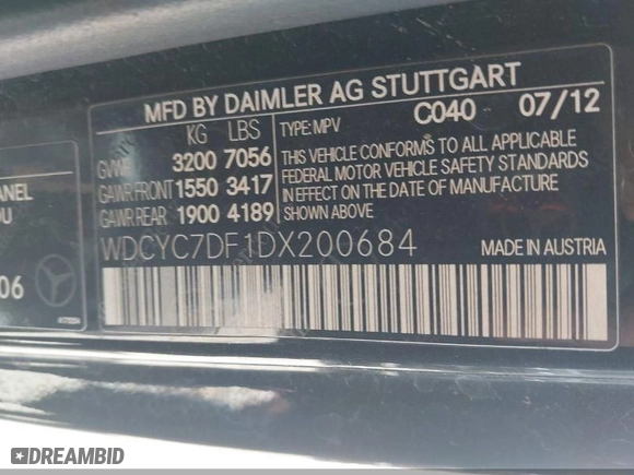 2013 Mercedes-Benz G-Class G 63 AMG with VIN WDCYC7DF1DX200684, listed as a IAAI auction lot 42072974 with 97,003 mi miles. Bid and sale history available at carsss.com. Image 9.