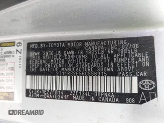 2006 Toyota Matrix STD with VIN 2T1LR32E56C556915, listed as a IAAI auction lot 42132672 with Not Provided miles and . Bid and sale history available at DreamBid. Image 9.