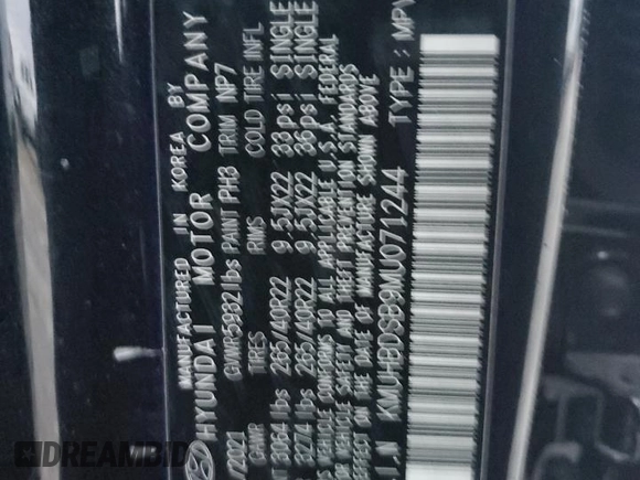 2021 Genesis GV80 with VIN KMUHBDSB9MU071244, listed as a Copart auction lot 88469095 with 85,355 mi miles and Salvage title. Bid and sale history available at DreamBid. Image 12.