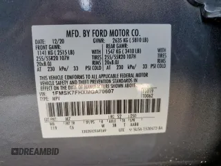 2021 Ford Explorer Limited z VIN 1FMSK7FHXMGA70607, wystawiony jako Copart lot #64111035 z przebiegiem 72 199 mil mil oraz Szkoda całkowita • Salvage title. Historia ofert i sprzedaży dostępna na DreamBid. Obrazek 13.