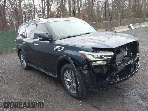 2021 Infiniti QX80 Luxe with VIN JN8AZ2AE1M9272448, listed as a IAAI auction lot 41661947 with 60,183 mi miles and . Bid and sale history available at DreamBid. Image 1.