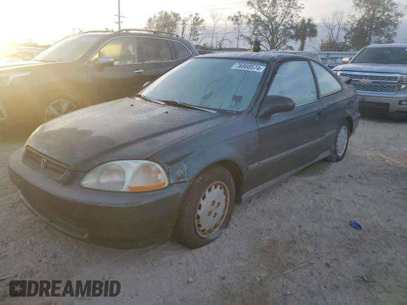 1997 Honda Civic DX with VIN 1HGEJ612XVL075429, listed as a Copart auction lot 76950574 with 0 mi miles and Salvage Title. Bid and sale history available at carsss.com. Image 1.