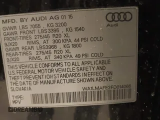 2015 Audi Q7 Premium Plus with VIN WA1LMAFE2FD014066, listed as a IAAI auction lot 41967896 with 194,202 mi miles and . Bid and sale history available at DreamBid. Image 9.