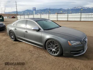 2014 Audi S8 with VIN WAUD2AFD0EN004276, listed as a Copart auction lot 84503204 with 58,919 mi miles and Salvage Title. Bid and sale history available at carsss.com. Image 4.