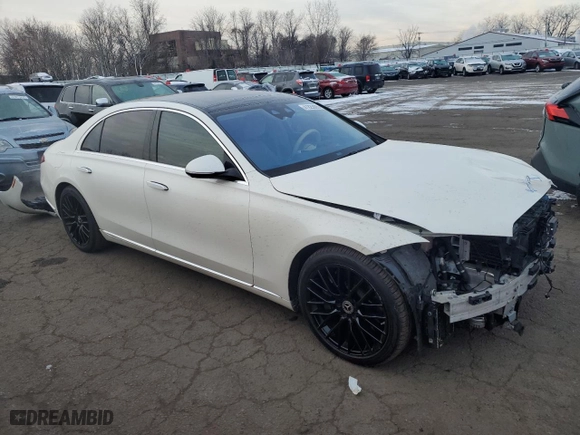 2021 Mercedes-Benz S-Class S 580 with VIN W1K6G7GB9MA038970, listed as a Copart auction lot 41825905 with 58,602 mi miles and Salvage Title. Bid and sale history available at carsss.com. Image 4.