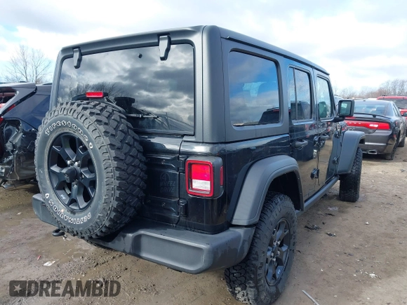 2022 Jeep Wrangler Unlimited Sport S with VIN 1C4HJXDG0NW102631, listed as a IAAI auction lot 41870893 with 43,968 mi miles. Bid and sale history available at carsss.com. Image 4.