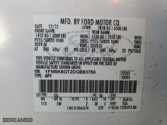 2013 Ford Explorer Sport with VIN 1FM5K8GT2DGB83750, listed as a Copart auction lot 75735654 with 112,283 mi miles and Salvage Title. Bid and sale history available at carsss.com. Image 13.