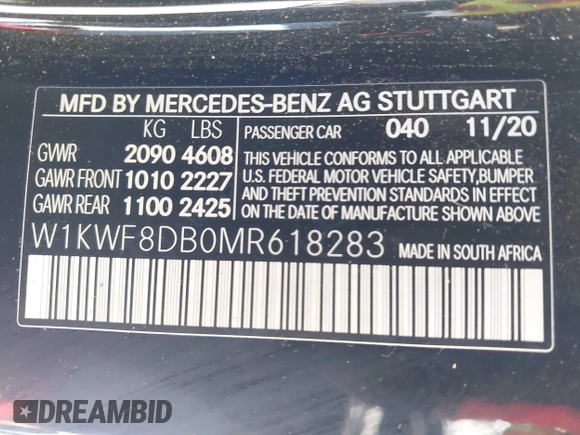 2021 Mercedes-Benz C 300 z VIN W1KWF8DB0MR618283, wystawiony jako IAAI lot #42084388 z przebiegiem 66 565 mil mil oraz . Historia ofert i sprzedaży dostępna na DreamBid. Obrazek 9.