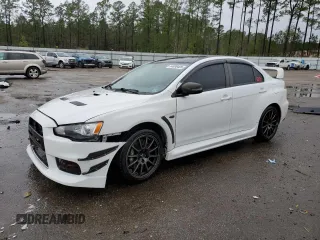 2015 Mitsubishi Lancer Evolution Final Edition with VIN JA32W7FV8FU028938, listed as a Copart auction lot 44698405 with 48,801 mi miles and Salvage Title. Bid and sale history available at carsss.com. Image 1.