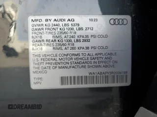 2024 Audi Q5 Premium with VIN WA1ABAFY3R2034186, listed as a Copart auction lot 49849865 with 8,850 mi miles and Salvage Title. Bid and sale history available at carsss.com. Image 14.