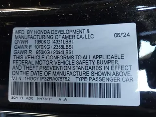 2024 Honda Accord EX с VIN 1HGCY1F32RA076762, выставлен на аукционе IAAI как лот 41440353 с пробегом Не указан миль и . История ставок и продаж доступна на DreamBid. Изображение 9.