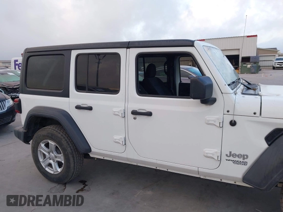2019 Jeep Wrangler Unlimited Sport S with VIN 1C4HJXDG2KW500662, listed as a IAAI auction lot 42571152 with 45,067 mi miles and . Bid and sale history available at DreamBid. Image 13.