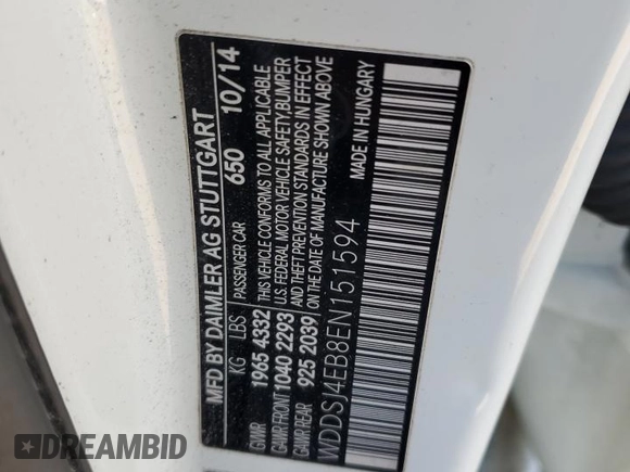 2014 Mercedes-Benz CLA 250 with VIN WDDSJ4EB8EN151594, listed as a Copart auction lot 42098295 with 120,294 mi miles and Salvage title. Bid and sale history available at DreamBid. Image 13.
