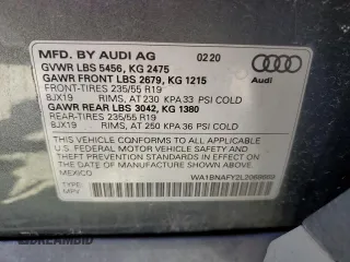 2020 Audi Q5 Premium Plus with VIN WA1BNAFY2L2068669, listed as a Copart auction lot 53260195 with 41,900 mi miles and Salvage Title. Bid and sale history available at carsss.com. Image 14.