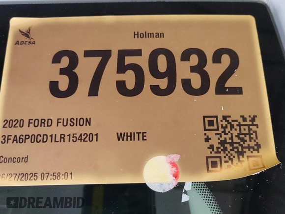 2020 Ford Fusion SEL with VIN 3FA6P0CD1LR154201, listed as a IAAI auction lot 42715761 with 99,448 mi miles and . Bid and sale history available at DreamBid. Image 3.