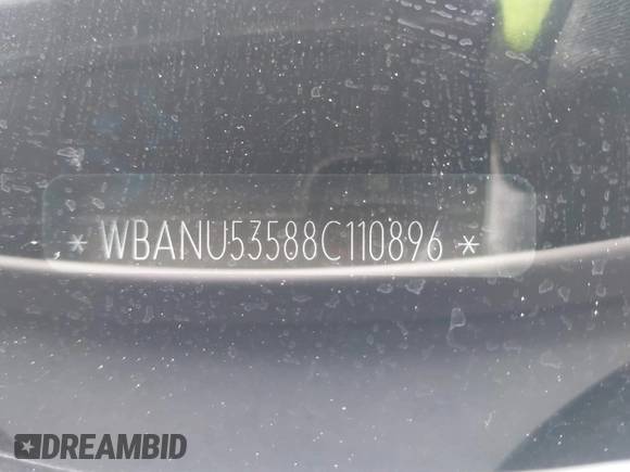 2008 BMW 5 Series 528i with VIN WBANU53588C110896, listed as a IAAI auction lot 41701791 with 245,921 mi miles and . Bid and sale history available at DreamBid. Image 9.