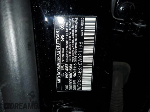 2019 Mercedes-Benz A 220 z VIN WDD3G4EB7KW021198, wystawiony jako Copart lot #51763305 z przebiegiem Nie podano mil oraz Szkoda całkowita • Salvage title. Historia ofert i sprzedaży dostępna na DreamBid. Obrazek 14.