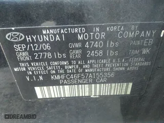 2007 Hyundai Azera SE with VIN KMHFC46F57A155356, listed as a IAAI auction lot 39429413 with 146,313 mi miles. Bid and sale history available at carsss.com. Image 9.