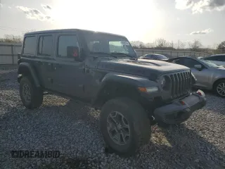 2020 Jeep Wrangler Unlimited Rubicon with VIN 1C4HJXFN3LW342670, listed as a Copart auction lot 46585355 with 19,569 mi miles and Salvage title. Bid and sale history available at DreamBid. Image 4.