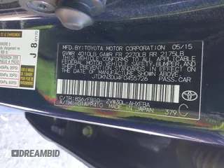 2015 Toyota Prius Four with VIN JTDKN3DU4F0455726, listed as a IAAI auction lot 41308107 with 164,778 mi miles and . Bid and sale history available at DreamBid. Image 9.