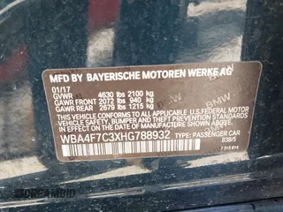 2017 BMW 4 Series 430i with VIN WBA4F7C3XHG788932, listed as a IAAI auction lot 42343313 with 85,010 mi miles and . Bid and sale history available at DreamBid. Image 9.