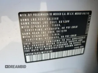2018 Volkswagen Tiguan SEL z VIN 3VV3B7AXXJM214182, wystawiony jako Copart lot #53783515 z przebiegiem 117 466 mil mil oraz Szkoda całkowita • Salvage title. Historia ofert i sprzedaży dostępna na DreamBid. Obrazek 13.
