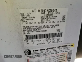 2014 Ford F-150 XL with VIN 1FTFW1CF4EKE02646, listed as a Copart auction lot 47215184 with Not Provided miles and Non Repairable. Bid and sale history available at DreamBid. Image 12.