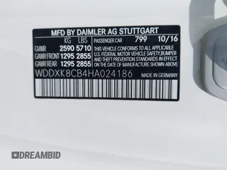 2017 Mercedes-Benz S 550 with VIN WDDXK8CB4HA024186, listed as a IAAI auction lot 41893799 with 73,633 mi miles and . Bid and sale history available at DreamBid. Image 9.