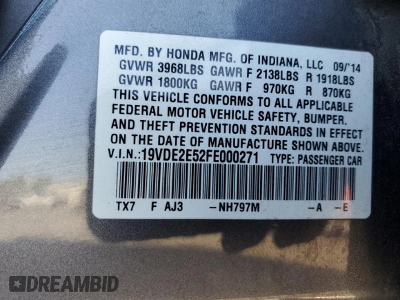 2015 Acura ILX Premium z VIN 19VDE2E52FE000271, wystawiony jako Copart lot #76633154 z przebiegiem 49 646 mil mil oraz Szkoda całkowita • Salvage title. Historia ofert i sprzedaży dostępna na DreamBid. Obrazek 15.